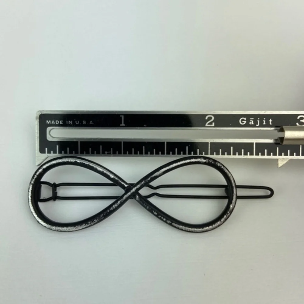 Infinity Symbol Hair Barrette Distressed Black Metal‎